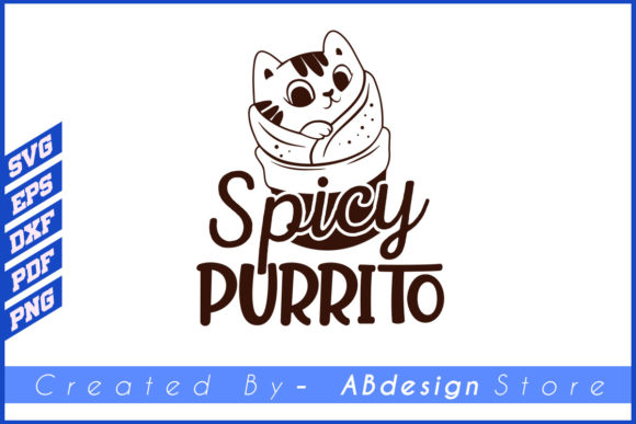 Cat Design Spicy Purrito Embroidery
