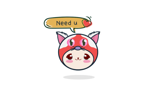 Cat Kawaii Cute Face Text for Embroidery