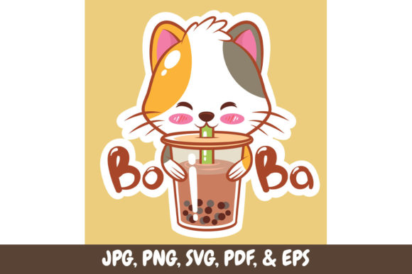 Cute Kitten Drinking a Boba Tea Embroidery Review