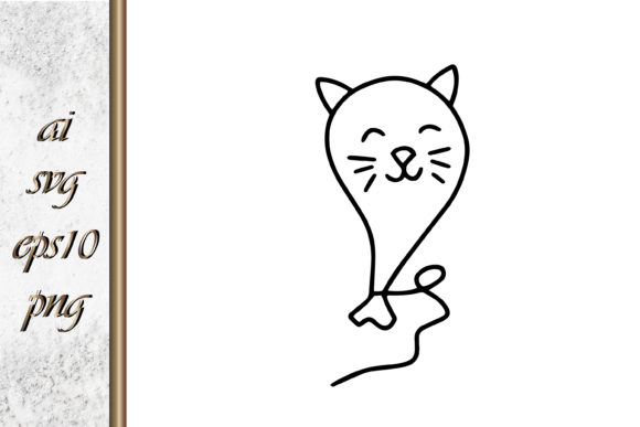 Doodle Ballon Cat Pet Sketch Vector Review