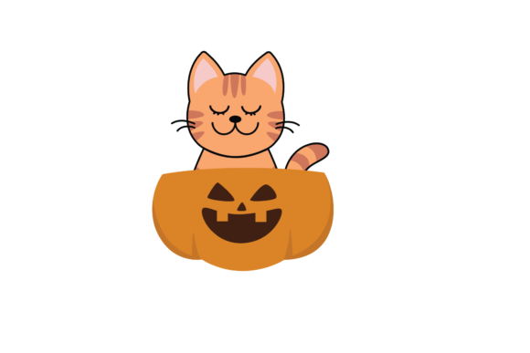 Halloween Ghost Character Pumpkin Cat Embroidery Design