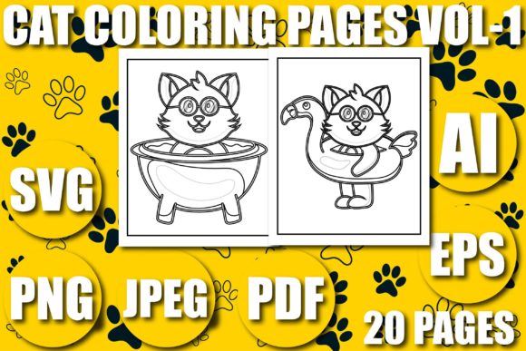 KDP Cat Coloring Pages Vol-1 Review for Embroidery Projects