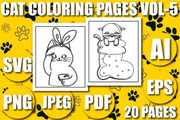 KDP Cat Coloring Pages Vol-5 Review for Embroidery Use