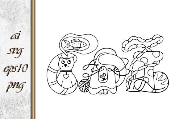 Outline Cat Lettering Coloring Sketch Review for Embroidery Projects