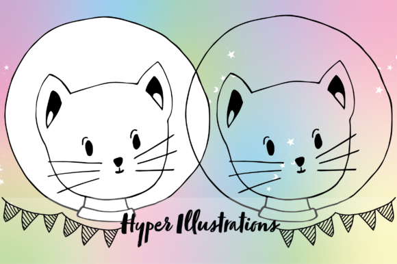 Space Kitten Illustration Cute Drawing Review