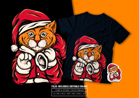 T-shirt Design - Santa Cat Review