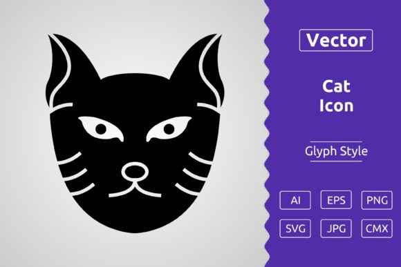 Vector Cat Glyph Icon Review for Embroidery Projects